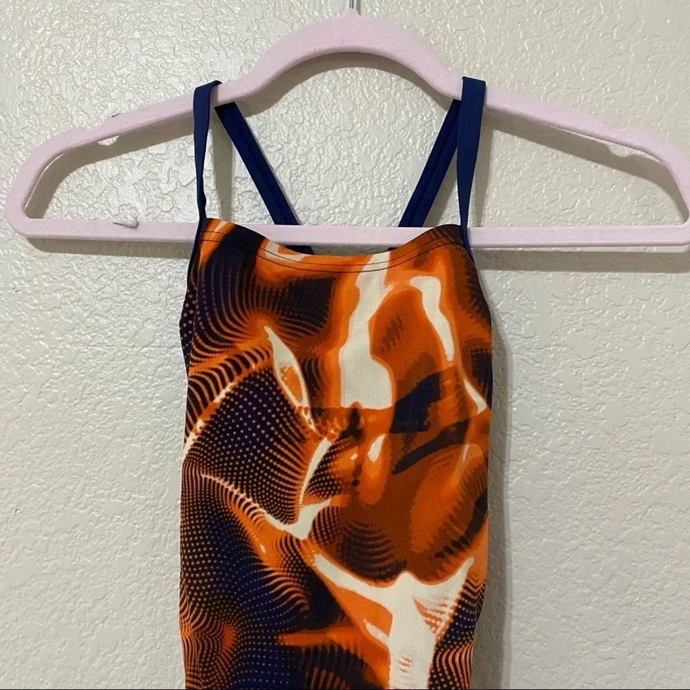 Speedo Endurance+ Navy Orange Swim Suit